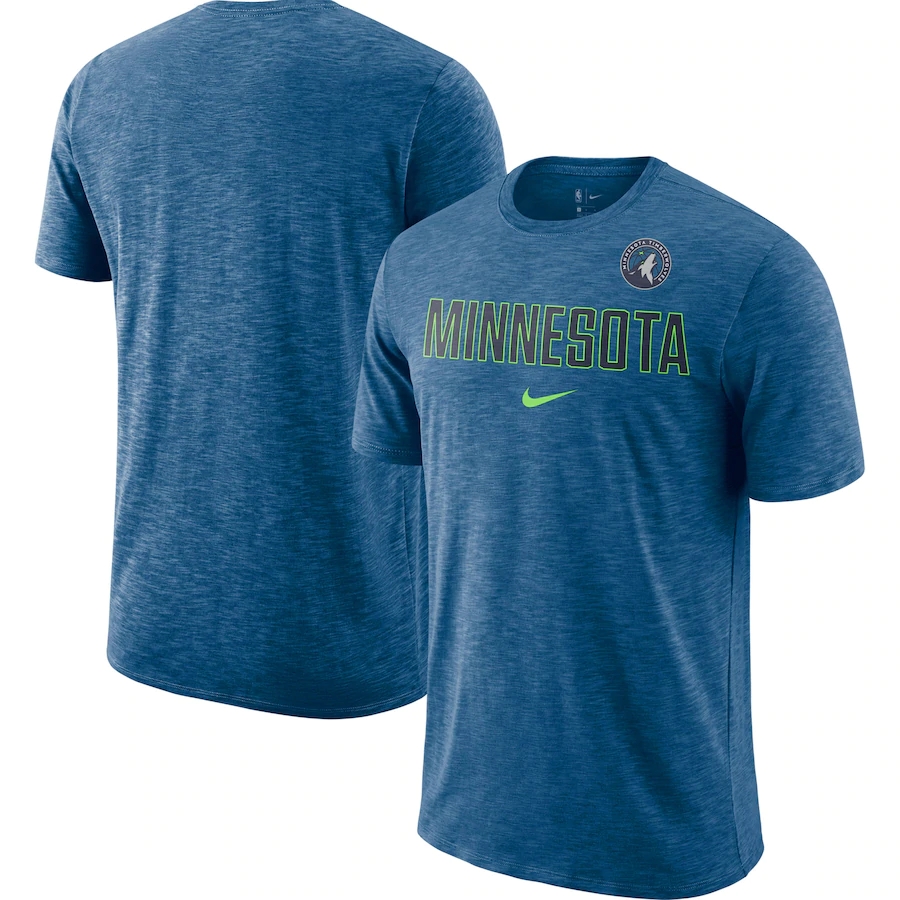 2020 NBA Men Nike Minnesota Timberwolves Heathered Blue Essential Facility Slub Performance TShirt->nba t-shirts->Sports Accessory